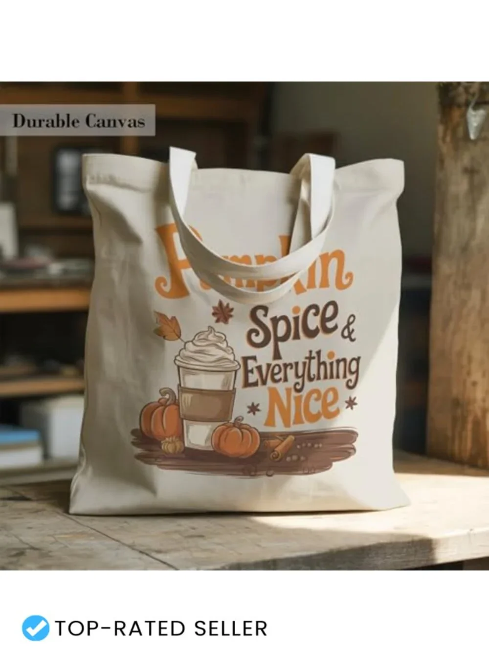 Canvas Tote Bag with Inner Pocket for Women Fall